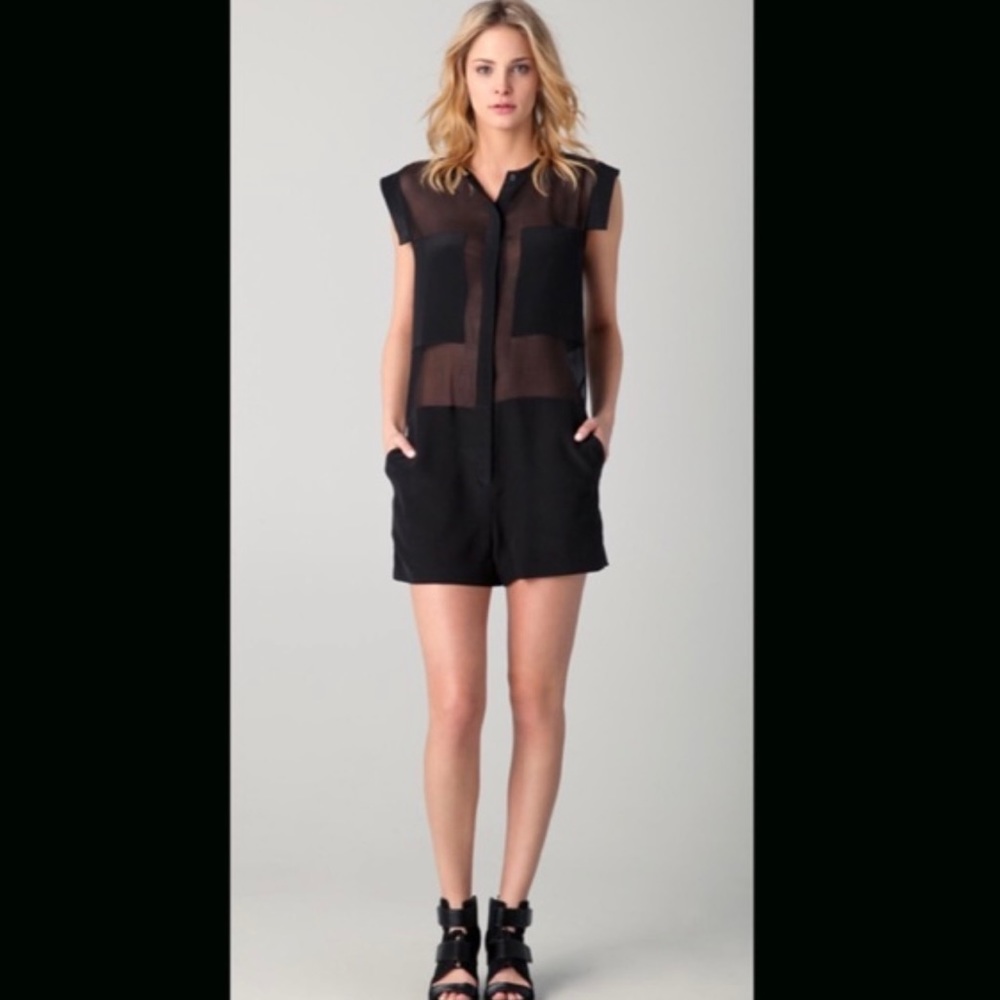Alexander Wang Sheer Black Silk Romper